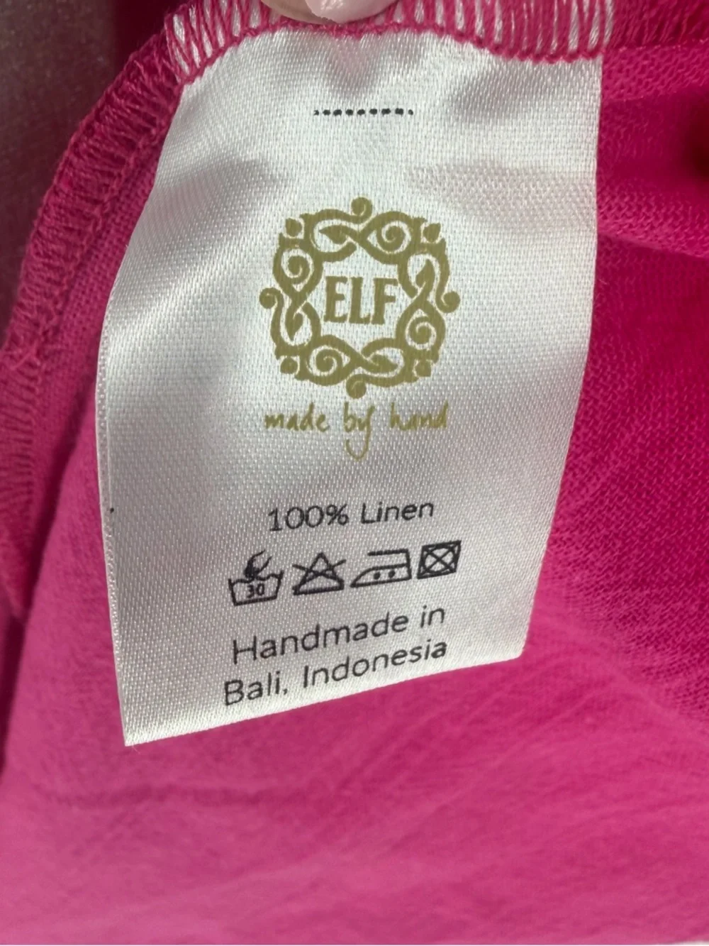 NWT ELF Handmade Linen Wrap‎ Dress Magenta Bali Boho Cottagecore M